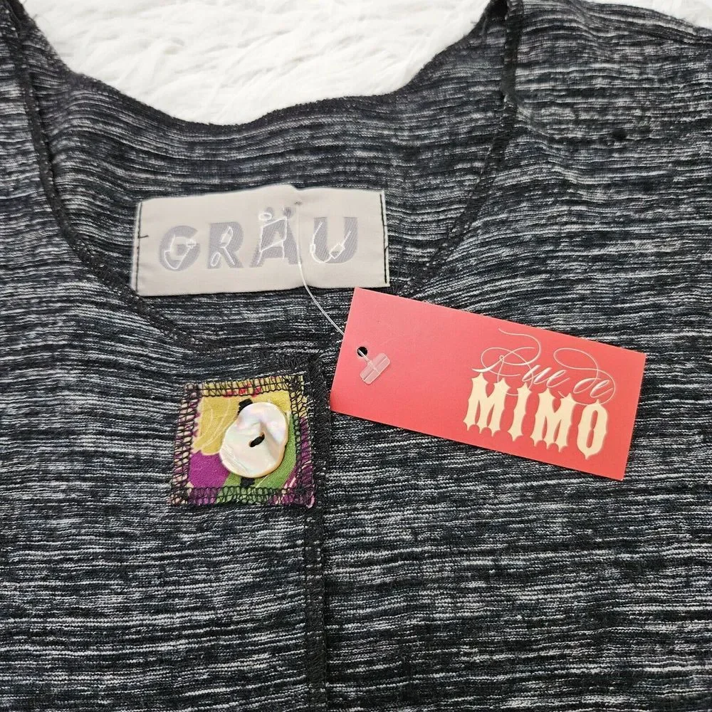 NWT Grau Gray‎ Wool Blend Artsy Button Up Lagenlook Longline Vest Cardigan Sz L